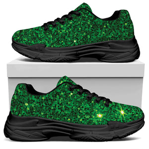 Green Glitter Artwork Print (NOT Real Glitter) Black Chunky Shoes