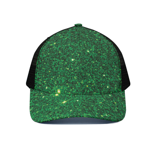 Green Glitter Artwork Print (NOT Real Glitter) Black Mesh Trucker Cap