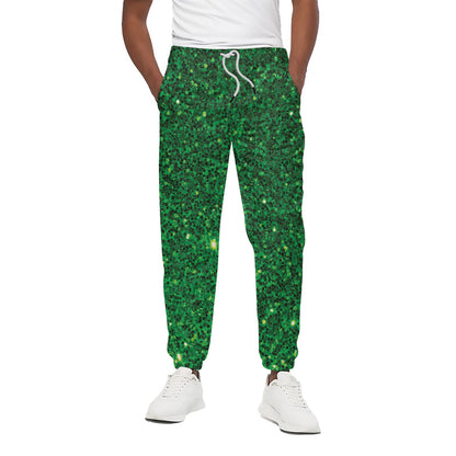 Green Glitter Artwork Print (NOT Real Glitter) Cotton Pants