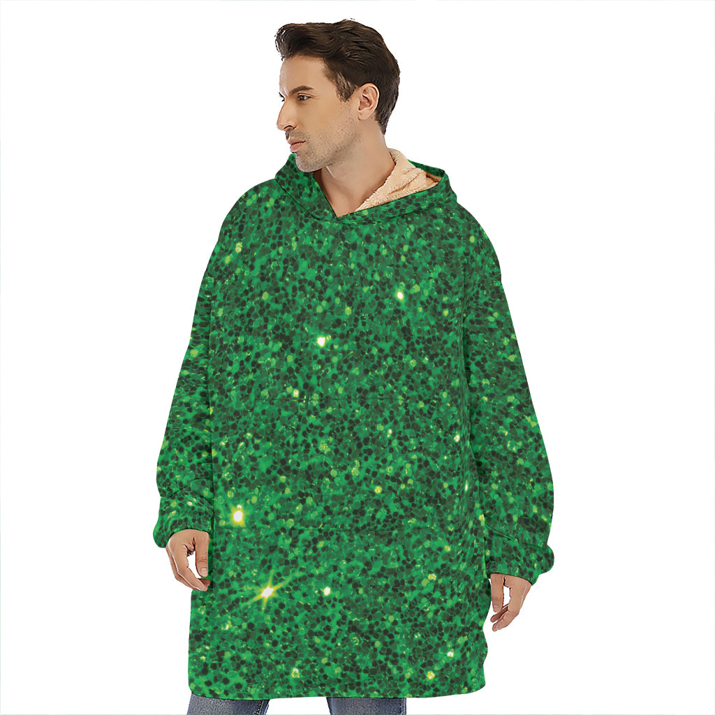 Green Glitter Artwork Print (NOT Real Glitter) Hoodie Blanket