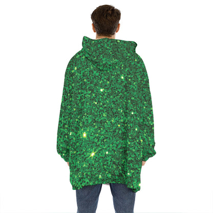 Green Glitter Artwork Print (NOT Real Glitter) Hoodie Blanket