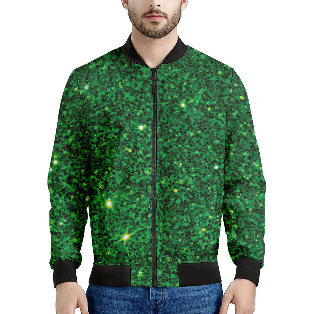 Green Glitter Artwork Print (NOT Real Glitter) Men's Bomber Jacket