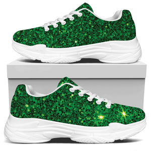 Green Glitter Artwork Print (NOT Real Glitter) White Chunky Shoes