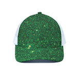 Green Glitter Artwork Print (NOT Real Glitter) White Mesh Trucker Cap