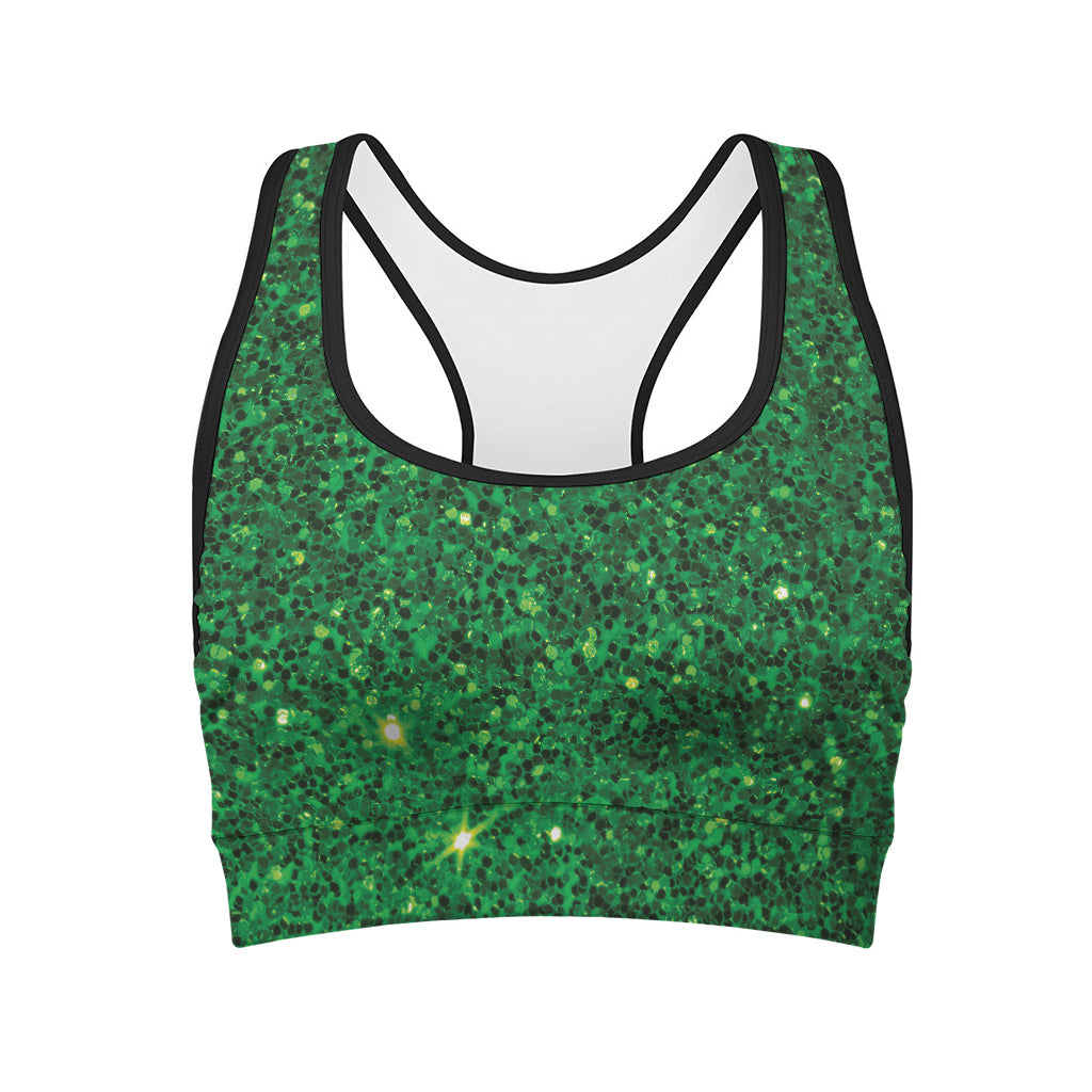 Green Glitter Artwork Print (NOT Real Glitter) Women's Sports Bra