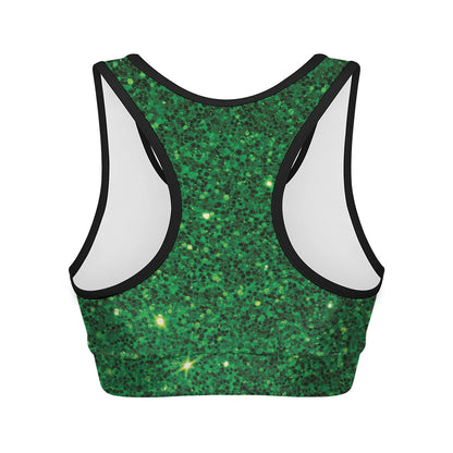Green Glitter Artwork Print (NOT Real Glitter) Women's Sports Bra