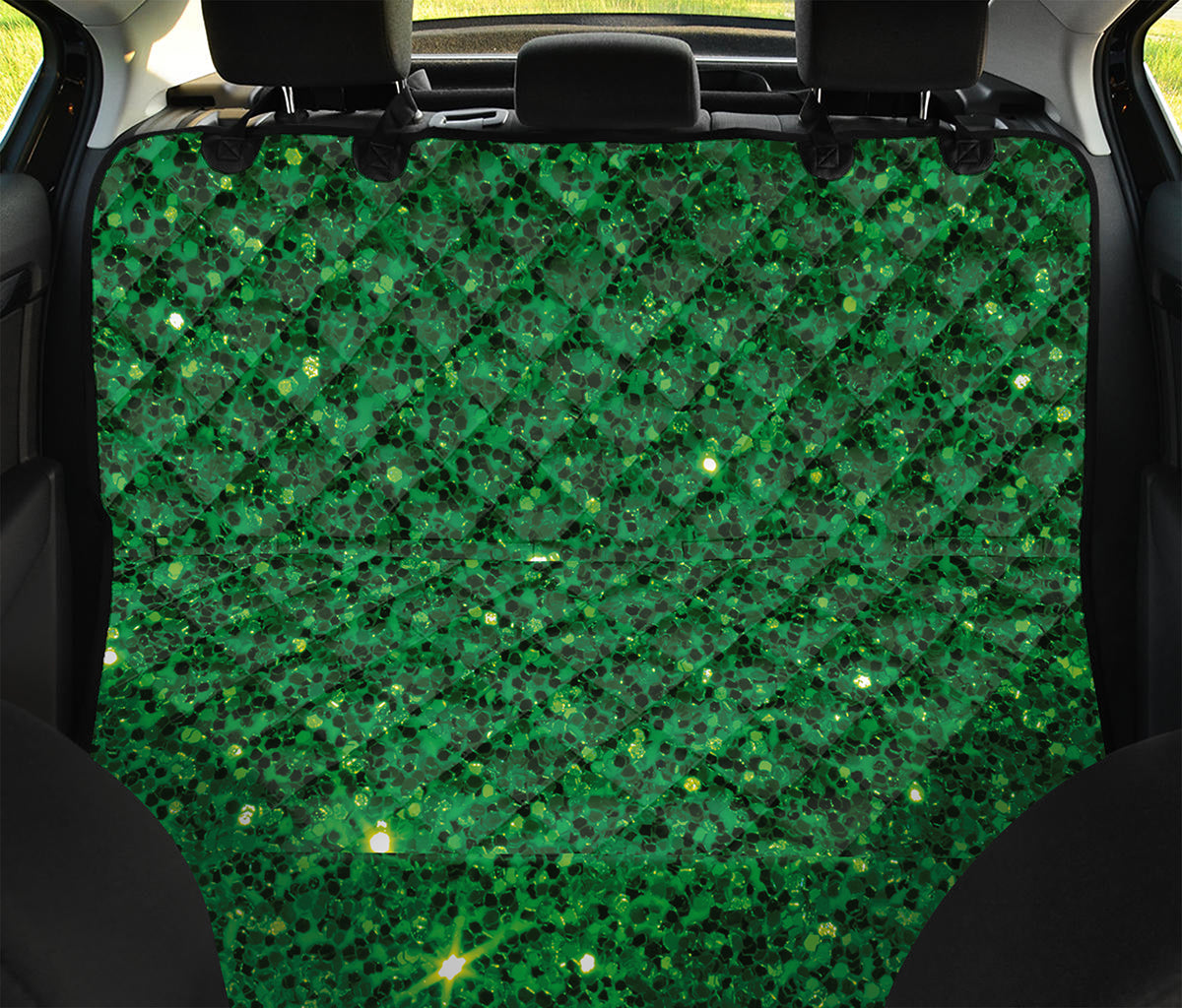 Green (NOT Real) Glitter Print Pet Car Back Seat Cover