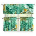 Green Gold Liquid Marble Print 3 Piece Kitchen Curtains