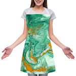 Green Gold Liquid Marble Print Adjustable Apron