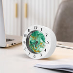 Green Gold Liquid Marble Print Alarm Clock