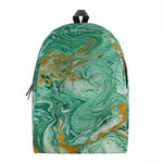 Green Gold Liquid Marble Print Backpack