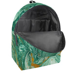 Green Gold Liquid Marble Print Backpack