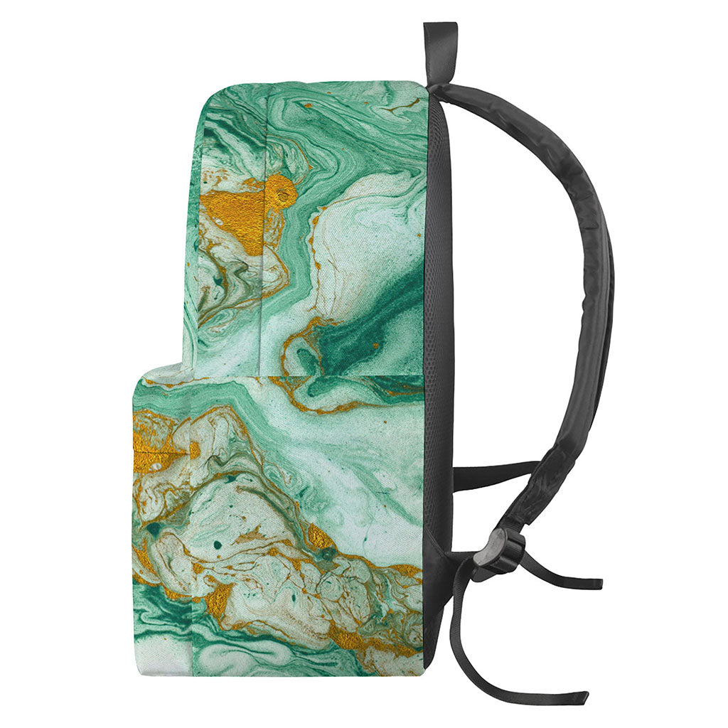 Green Gold Liquid Marble Print Backpack
