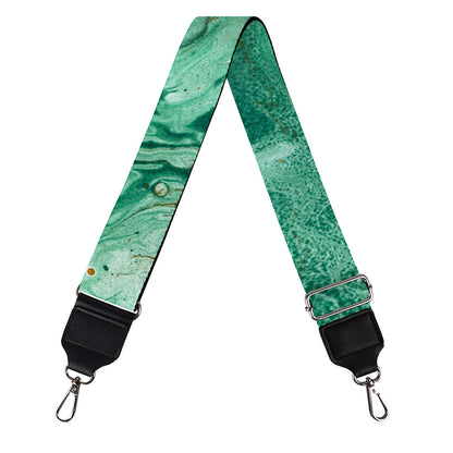 Green Gold Liquid Marble Print Bag Strap