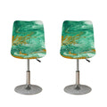 Green Gold Liquid Marble Print Bar Stool Covers
