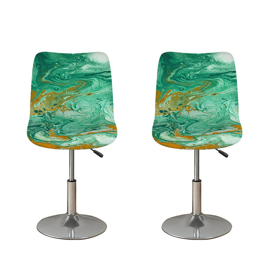 Green Gold Liquid Marble Print Bar Stool Covers