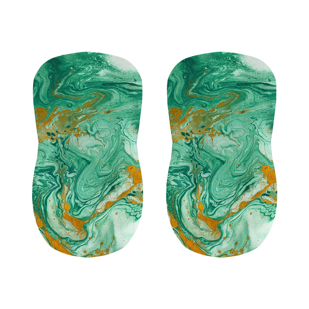 Green Gold Liquid Marble Print Bar Stool Covers