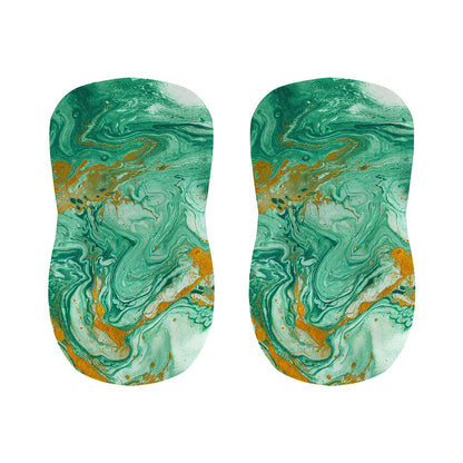 Green Gold Liquid Marble Print Bar Stool Covers
