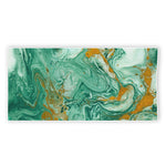 Green Gold Liquid Marble Print Beach Towel