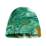 Green Gold Liquid Marble Print Beanie