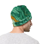 Green Gold Liquid Marble Print Beanie