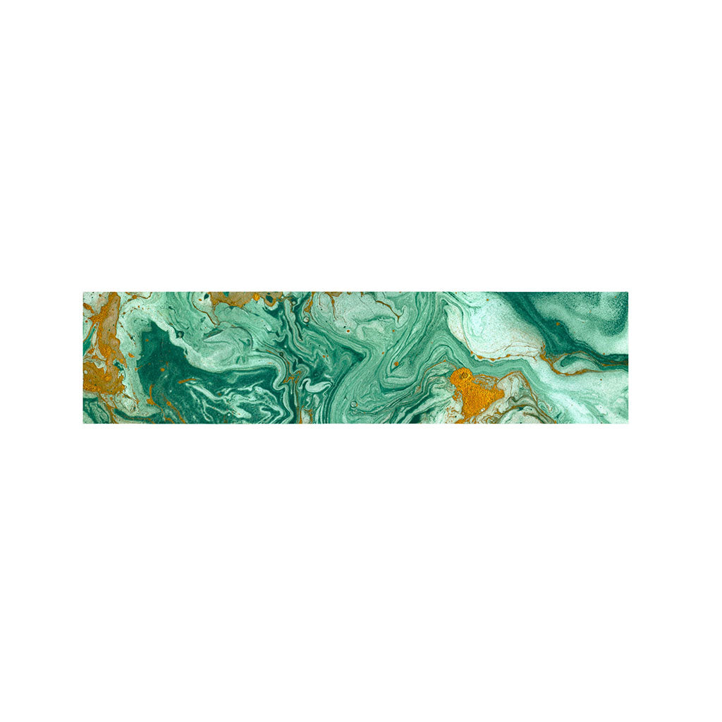 Green Gold Liquid Marble Print Bed Runner