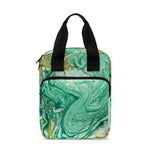 Green Gold Liquid Marble Print Bible Tote Bag