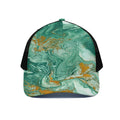 Green Gold Liquid Marble Print Black Mesh Trucker Hat