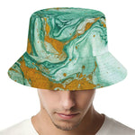Green Gold Liquid Marble Print Bucket Hat