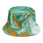 Green Gold Liquid Marble Print Bucket Hat