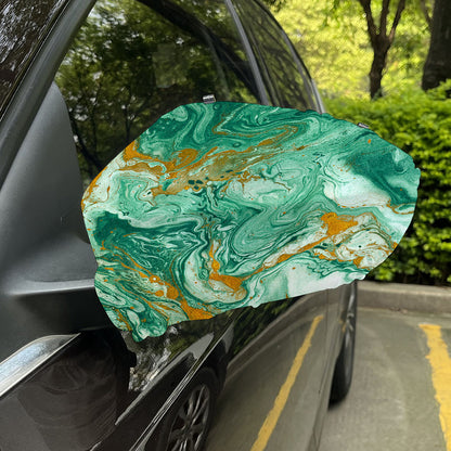 Green Gold Liquid Marble Print Car Side Mirror Covers