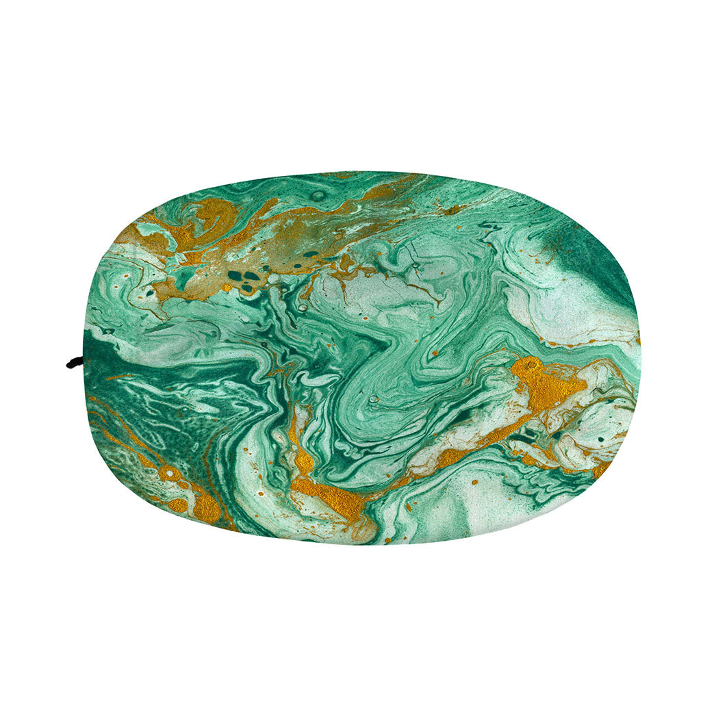 Green Gold Liquid Marble Print Car Side Mirror Covers
