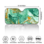 Green Gold Liquid Marble Print Car Windshield Sun Shade