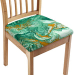 Green Gold Liquid Marble Print Chair Cushion Cover