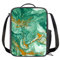 Green Gold Liquid Marble Print Crossbody Lunch Bag