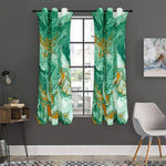Green Gold Liquid Marble Print Curtain