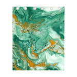 Green Gold Liquid Marble Print Curtain