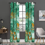 Green Gold Liquid Marble Print Curtain