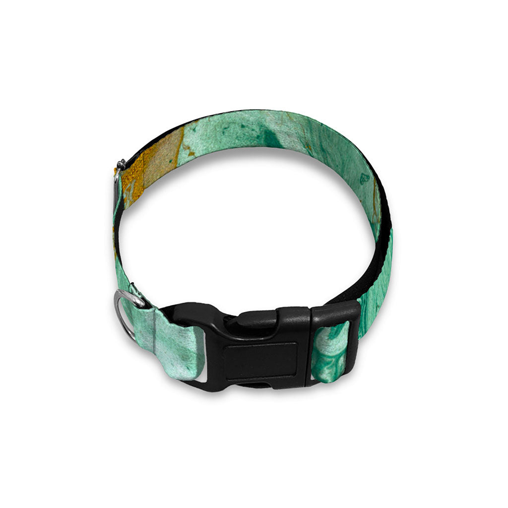 Green Gold Liquid Marble Print Dog Collar