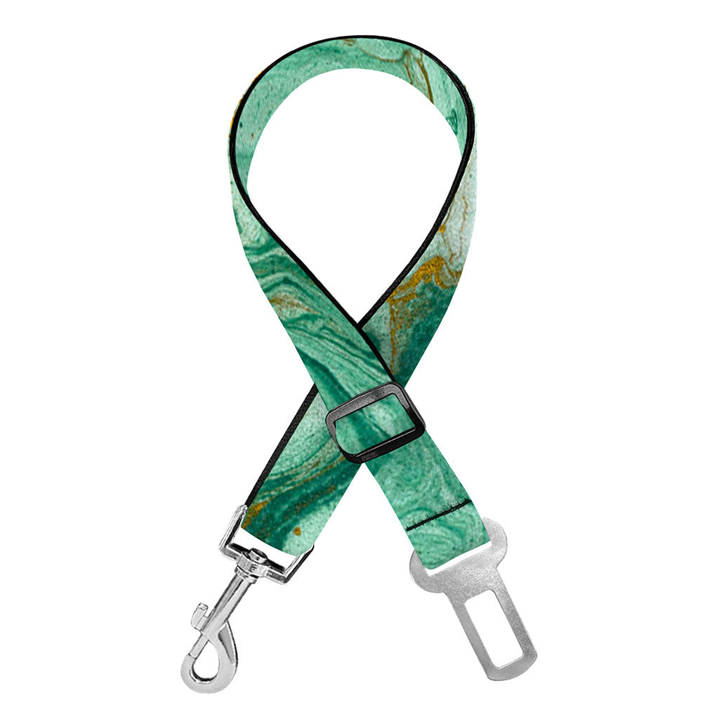 Green Gold Liquid Marble Print Dog Seat Belt