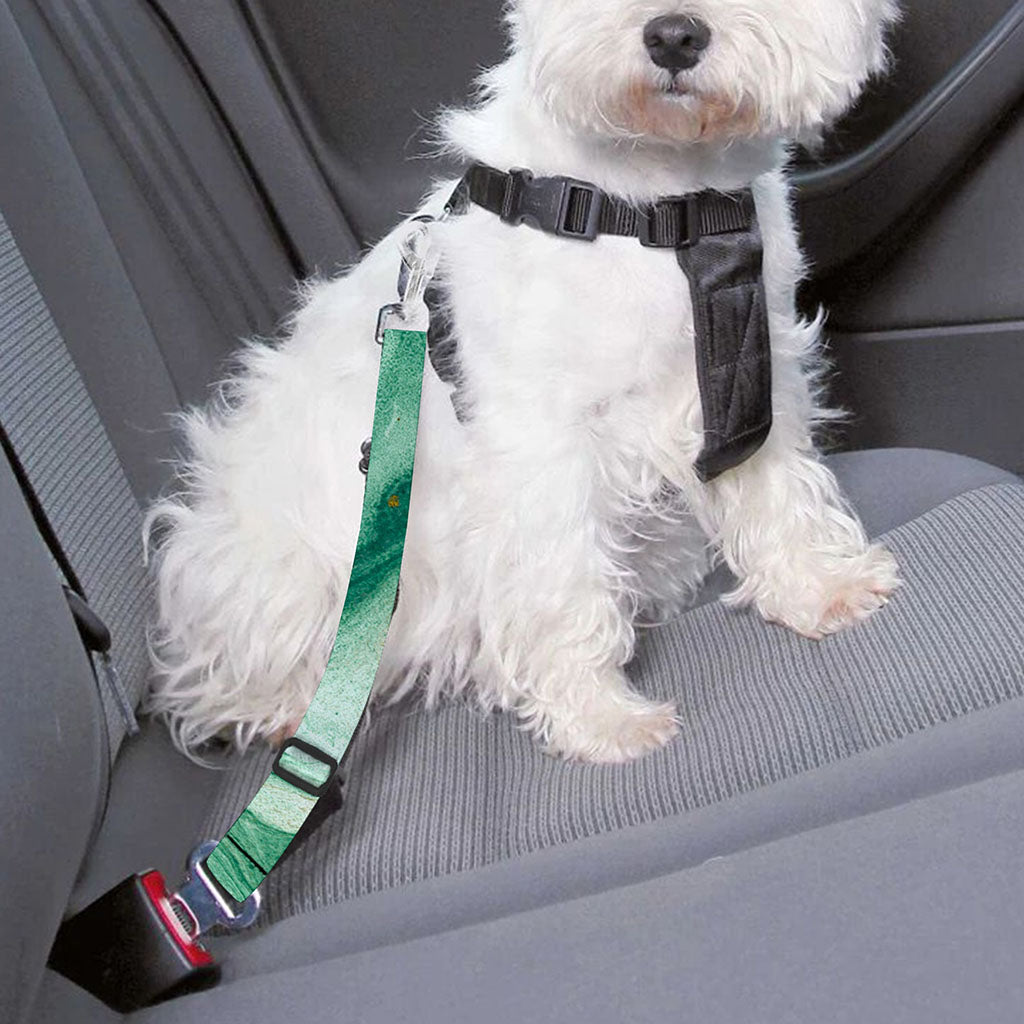 Green Gold Liquid Marble Print Dog Seat Belt
