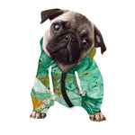 Green Gold Liquid Marble Print Dog Zip Up Hoodie