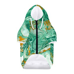 Green Gold Liquid Marble Print Dog Zip Up Hoodie