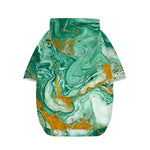 Green Gold Liquid Marble Print Dog Zip Up Hoodie