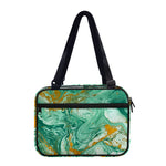Green Gold Liquid Marble Print Double Strap Bible Bag