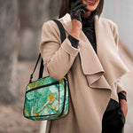 Green Gold Liquid Marble Print Double Strap Bible Bag
