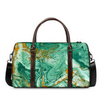Green Gold Liquid Marble Print Duffle Bag