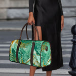 Green Gold Liquid Marble Print Duffle Bag
