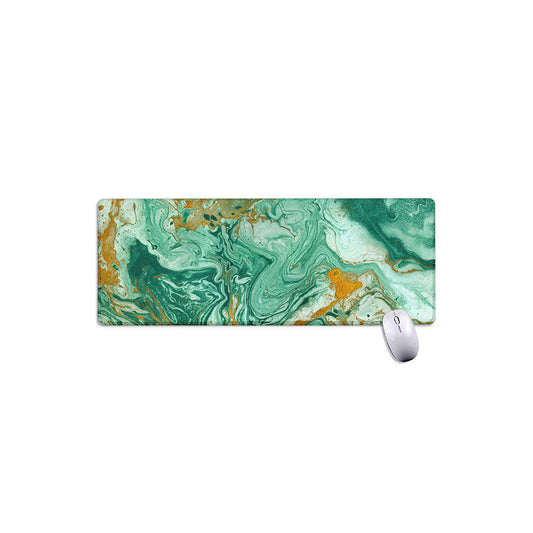 Green Gold Liquid Marble Print Extended Mouse Pad
