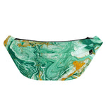 Green Gold Liquid Marble Print Fanny Pack